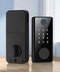 No Fuss Keyless Entry Smart Door Lock With Quick Tap Fingerprint And Password Access Rock Solid Aluminum Alloy Auto Deadbolt black electronic lock for wood or metal doors