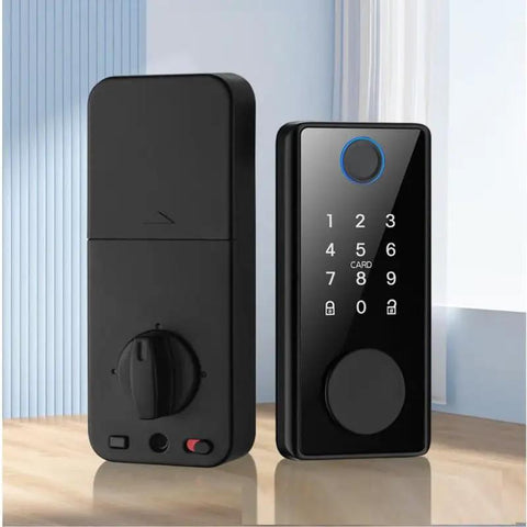 No Fuss Keyless Entry Smart Door Lock With Quick Tap Fingerprint And Password Access Rock Solid Aluminum Alloy Auto Deadbolt black electronic lock for wood or metal doors