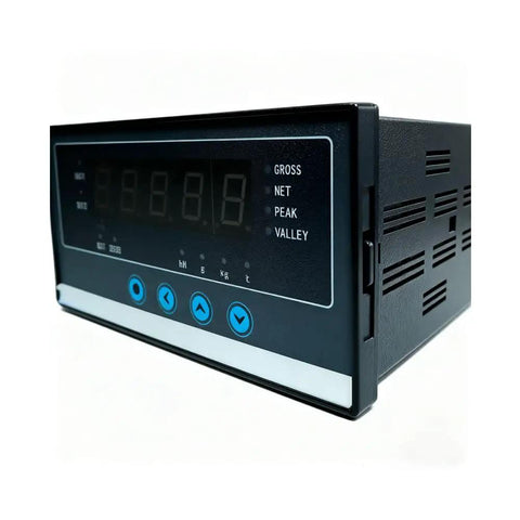 5-Digit Load Cell Display Controller With Dual Alarm Relay Outputs Pro Grade Digital Panel Meter For Gross Net Peak And Valley Readouts Zero Tracking And Auto Zero Industrial Weight And Force Monitoring Module front view