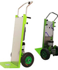 Super Awesome Heavy Duty Electric Stair Climber Cart For Moving Heavy Stuff With 150Kg Load Capability And Brushless Motor visible from the front and side.