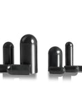 Rubber vacuum caps set in black, group shot showing multiple sizes for hoses and automotive use
