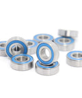 MR125RS 5x12x4 Mm ABEC-3 Blue Sealed 2RS Ball Bearings for hobby electric RC cars and trucks set displayed on white background