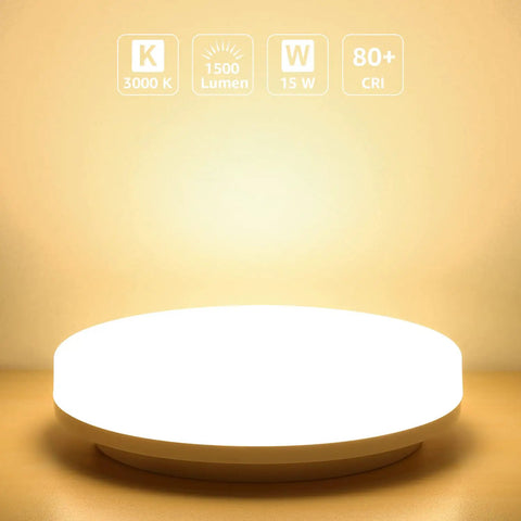 Sleek Dope Flush Mount LED Ceiling Light 15W 1250 Lumen 3000K Soft Warm White Ideal For Bathroom Kitchen Laundry Hallway IP54