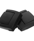 Two Pack Black Alloy Flatbottom Latches With Keyless Toggle for Wood Chests and Display Cases, soft touch finish.