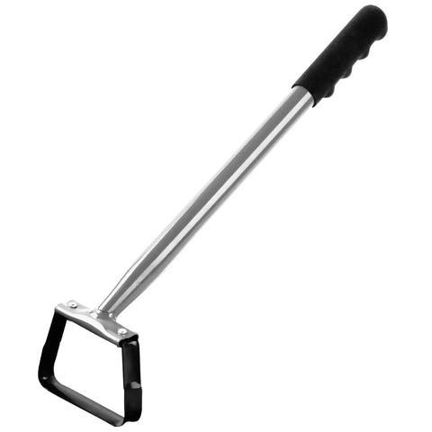 Stirrup Hoe Garden Tool With Hollow Trapezoid Head And 14 Inch Scuffle Loop Weeder, Ergonomic Rubber Handle