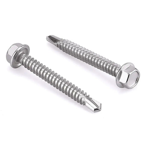 Heavy Duty Workhorse Size Twelve X Two Hex Washer Head Self Drilling Screws, 410 Stainless Steel Tek Fasteners for sheet metal.