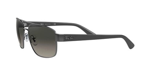 Dope Unisex Metal Rectangular Sunglasses RB3663 Gunmetal With Light Grey Gradient Lenses 60mm side view