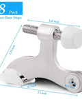Heavy Duty Door Stops 8 Pack Adjustable Hinge Pin Metal With Rubber Bumper Tips Silver showing dimensions and design features.