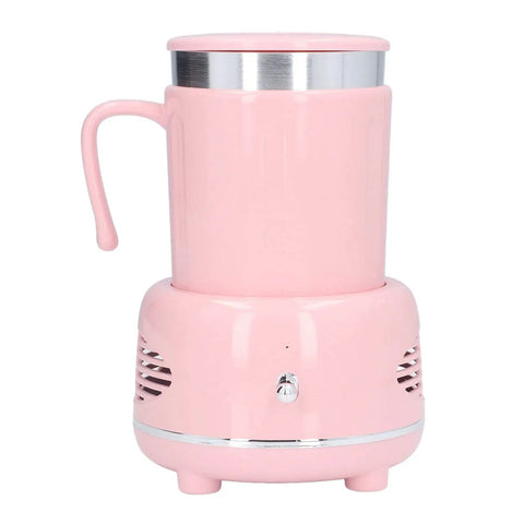 Electric Coffee Mug Warmer And Ice Cold Chiller With Dual Mode Temp Control Aluminum Desktop Heated Coaster USB Powered Drink Stand Keep Your Sip Fresh For The Daily Grind Pink mug warmer with handle and sleek design.