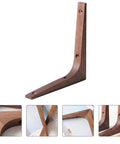 Heavy Duty L Corner Braces With Authentic Wood Grain Finish side view of solid wood grain L bracket for wall shelf.