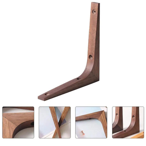 Heavy Duty L Corner Braces With Authentic Wood Grain Finish side view of solid wood grain L bracket for wall shelf.