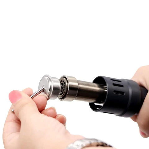 Attaching nozzle to rework station for Nine Piece Hot Air Gun Nozzle Set for 861DW Rework Station