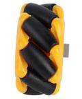 Close-up of Omni Wheel Set For TT Geared Motor 60mm Rubber Coated Omnidirectional Wheels, showing yellow and black rollers.
