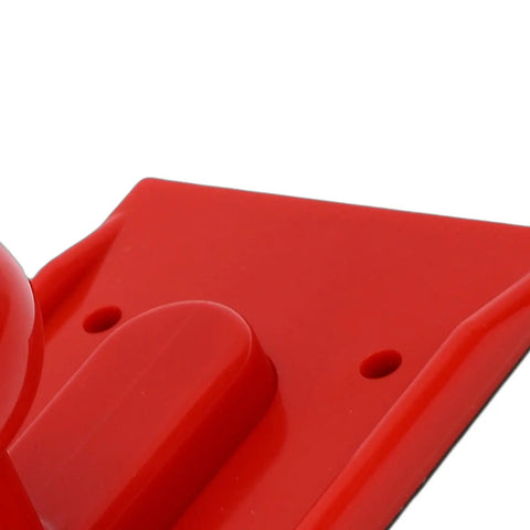 Close-up of Textured No Slip Push Block with Rounded Handle for Table Saw Planer and Woodworking Machinery, red base detail