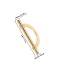 Six Piece Zinc Alloy Half Round Cabinet Pulls With Gold Brushed Finish For Kitchen Cabinets Dressers And Furniture Doors 96mm Center To Center Hardware Sleek Luxury Drawer Handles, detailed view with dimensions