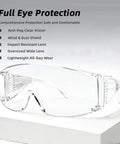 Boss Level Anti Fog Safety Glasses 10 Pack Impact Resistant Over Frames protective eyewear with oversized lens for full eye protection.