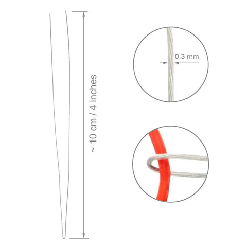 Flexible 0.3mm Steel Wire Big Eye Embroidery Beading Needle Set Open End For Any Thread Size Durable Collapsible Design 10 Pcs
