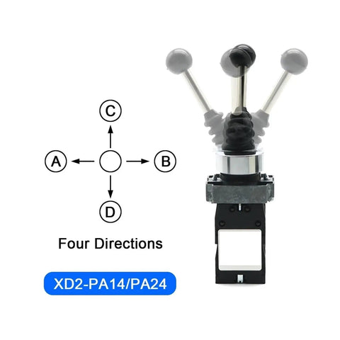 Beefy Rod End Bearing Kit With 2NO 2 Position Latch And 4NO 4 Position Rotary Cross Toggle Switches For XD2 PA12 PA14 Joystick Controller With Spring Return And Reset, four-direction view