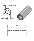 Aluminum spacer, 1 in long, 3/8 in OD, 3/16 in bore; unthreaded standoff, plain finish; 10-pack fits #10/M4 screws