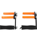 Heavy Duty Plywood Carrier Tool, Two Piece Drywall Lifter And Glass Panel Gripper with orange grips and black handles.