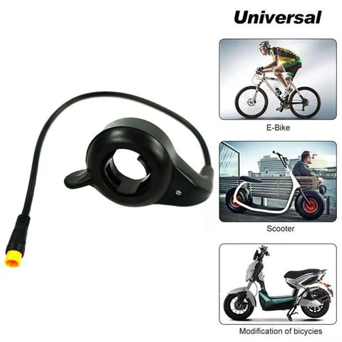 Thumb Throttle For Electric Ebikes And Scooters 3 Pin Waterproof Right Side Handlebar Accelerator with cable and connector, e-bike use.