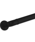 Solid Black Aluminum Stair Handrail DIY Kit With ADA Compliant Wall Returns No Sweat Installation Powder Coated For Indoor Outdoor Walkways Slick Five Foot Grip Bar close-up of mounting end