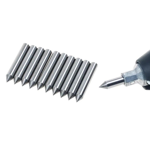 Ten Piece Carbide Point Engraver Bits Set For Rotary Tool Scribe Tips Nozzles For Engraving One Eighth Inch Diameter Metal Wood Plastic