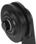 Close-up of quiet rolling wheel from Heavy Duty Carbon Steel Sliding Barn Door Hardware Kit for greenhouse and agricultural doors.
