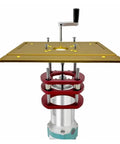 Pro Grade Aluminum Router Table Insert Plate With Slick Dial Up Lift Kit Compatible With 65MM Motor Woodworking Bench Flip Board and Premium Precision Trim Mill Rig, showing lift mechanism and mount design.