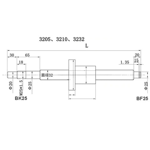 Technical drawing of Built Tough Ball Screw And Nut Kit Paired With Hgr30 Linear Guide Rails and Hgh30ca Slider Blocks dimensions.