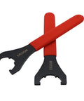 Heavy Duty ER Spanner Wrench For Collet Chuck Holder Spindle Nut Fits ER16 To ER50 Precision Tool Grip, dual black and red handles.