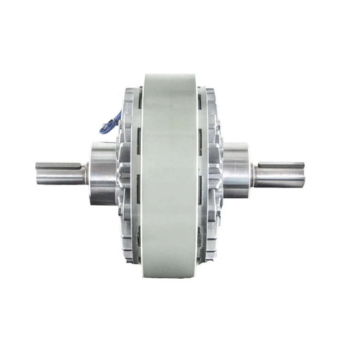 Side view of 24V Dual Shaft Magnetic Powder Coupler With Adjustable Brake For Light Industrial Tools, Dial-In Torque Control
