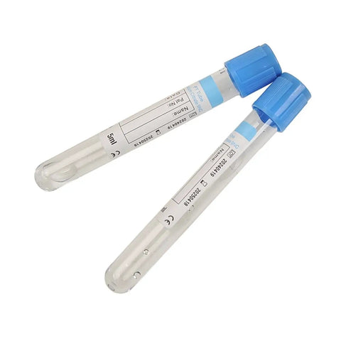 Veterinary Lab Vacuum Blood Collection Coagulation Tubes With Buffered Sodium, 2ml Capacity, Blue, shown in pack of 2