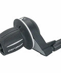 MRX Comp 7 Speed Shifter Set For Front And Rear Derailleurs With Microfriction Tech, black grip shift lever close-up