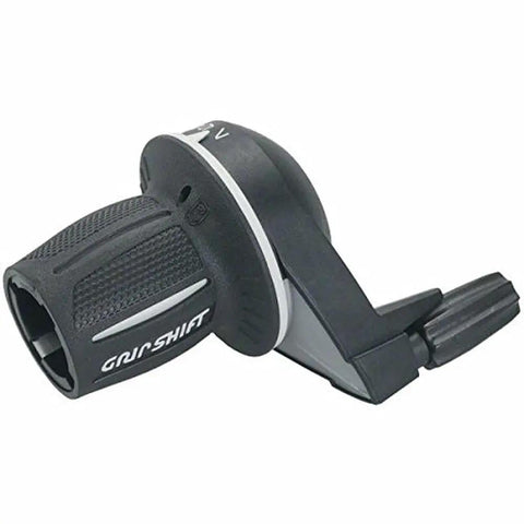 MRX Comp 7 Speed Shifter Set For Front And Rear Derailleurs With Microfriction Tech, black grip shift lever close-up