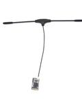 ExpressLRS 915 Nano Receiver For FPV Drones And Quadcopters With T Type Antenna; lightweight, shown with long antenna