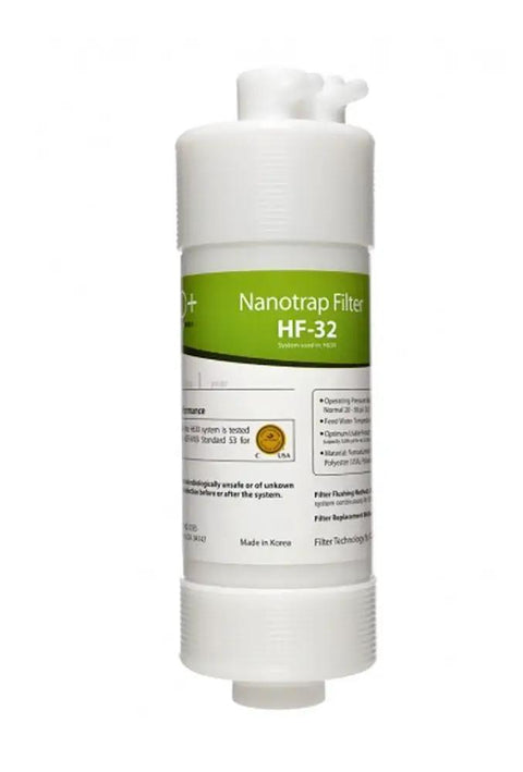 Nanotrap Water Filter Replacement For Cypress Countertop Filtration System No Fuss Install Long Lasting Up To 12 Months Keeps Water Tasting Fresh BPA Free Simple Filter Change. Image shows white filter with green label.