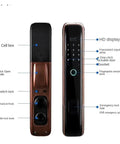 Slick Smart Door Lock Serving Up Dead Easy Fingerprint Access With Locked Down Digital Password And Quick Remote Unlock For Rock Solid Home Security Plus Convenient Ic Card Fallback Backup, showcasing HD display, quick open handle, and lock features.