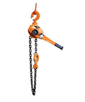 Solid Hand Operated Chain Hoist With 1.6 Ton Lifting Power And 15 Meter Lift Height, heavy-duty orange steel design, great for DIY projects.