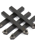5-piece 1/4in shank indexable carbide turning tool bits for lathe turning with triangular inserts