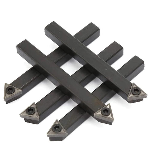 5-piece 1/4in shank indexable carbide turning tool bits for lathe turning with triangular inserts