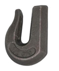 Close-up of a G70 Weld On Chain Grab Hook, half-inch heavy duty forged steel hook with 6600 lbs WLL, ideal for truck and flatbed rigging.