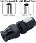 YSIL 6AN female flare-to-3/8-in tube compression hardline adapter, aluminum, black, 2-pack