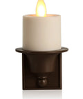 Bronze Plug In Flameless Night Light With Real Flame Effect Dusk To Dawn Sensor Indoor Wall LED Candle front view