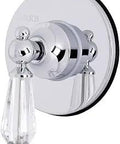 Three Way Diverter Valve With Trim Kit In Polished Chrome For In Wall Install, round plate and lever handle visible