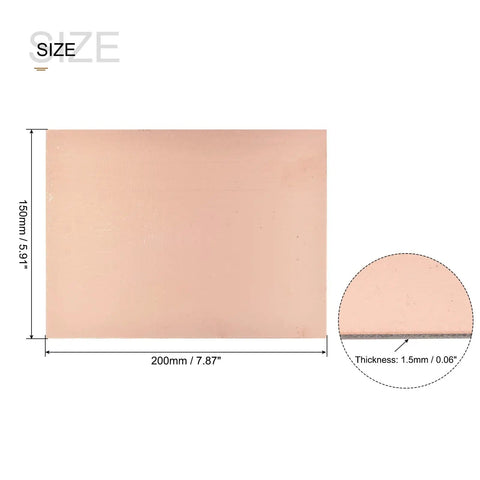 Copper Clad PCB Board For DIY Electronics FR4 Glass Fiber Single-Sided 200mm x 150mm x 1.5mm Pack Of 4 board dimensions