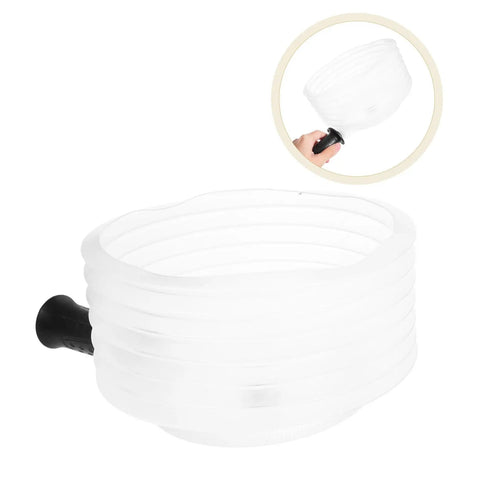 Transparent Drill Dust Collector Cover For Electric Drills And Grinders With Rock Solid Debris Shield seen from above, showcasing clear material and grip.