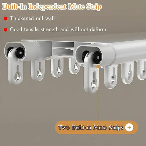 Heavy Duty Dual Aluminum Sliding Door Track With Hella Smooth Gliding Rails For Ceiling Mounted Barn Door Hardware Built Tough To Level Up Your Dope Home Setup In Brown showing two built-in mute strips.