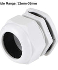 PG42 Cable Gland 32mm To 38mm Wire Hole Waterproof Nylon Joint With Adjustable Locknut And Washer White Pack Of 6