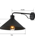 Side view of Dope 12 Inch Exterior Barn Style Porch Light with black finish and dusk-to-dawn sensor